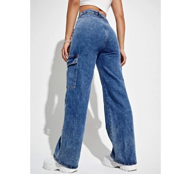 River High Waisted Flap Pocket Cargo Jeans - Picture 7 of 8